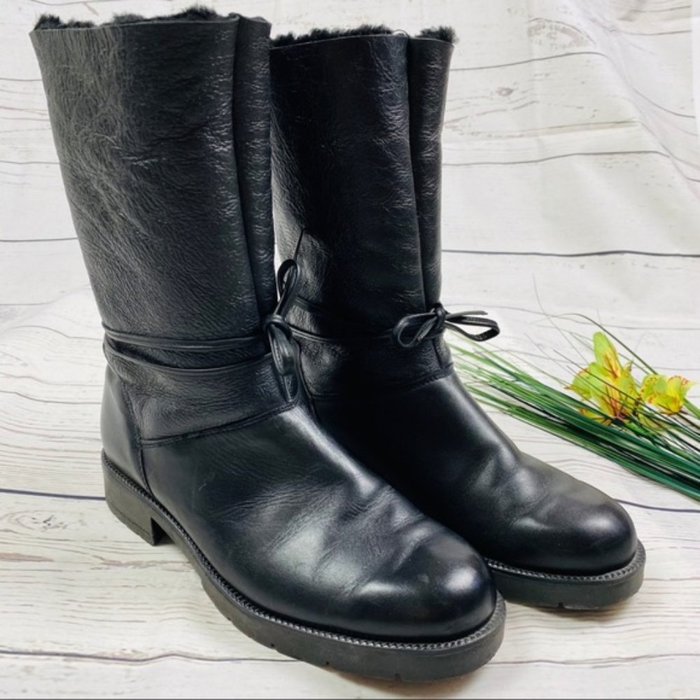Santana Canada Black Fur Lined Real Leather Boots